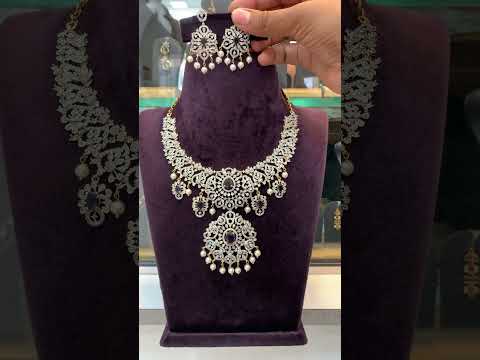 Stunning GJ polish short necklace with purple stone and uncut stone -pairing with beautiful earrings